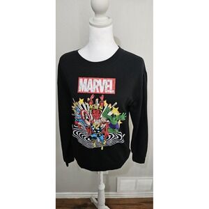 Unisex Marvel Sweatshirt Sz Small Black Captain America Thor Iron Man The Hulk